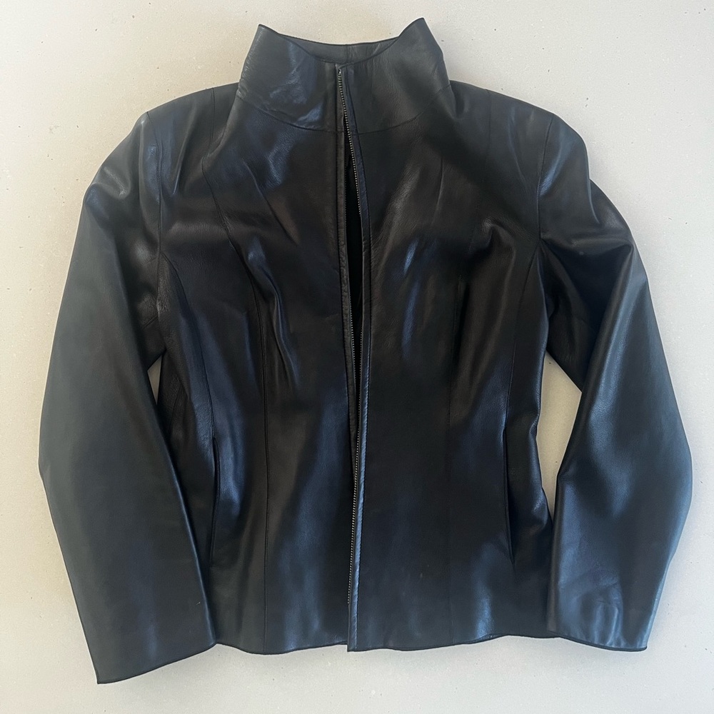 Cole Haan Black Leather Outerwear